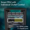 TRENDnet 14-Outlet Managed 2U Rackmount Switched Power Distribution Unit, TPI-L14, 14 x NEMA 5-15R Managed Power Outlets, 2 x Gigabit Ports, Remote Cloud Management PDU, NDAA & TAA Compliant view 2