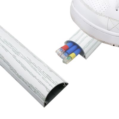 Aluminum Alloy Decor Cable Concealer, Floor Cord Covers for Wires 12 36 60 72 79 in Length, Half Round Metal Cord Cover for Home/Conference Room/Cinema(A- 1 PC,L x Outer Width 24in x 2in)