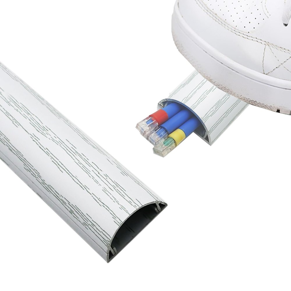 Aluminum Alloy Decor Cable Concealer, Floor Cord Covers for Wires 12 36 60 72 79 in Length, Half Round Metal Cord Cover for Home/Conference Room/Cinema(A- 1 PC,L x Outer Width 24in x 2in)