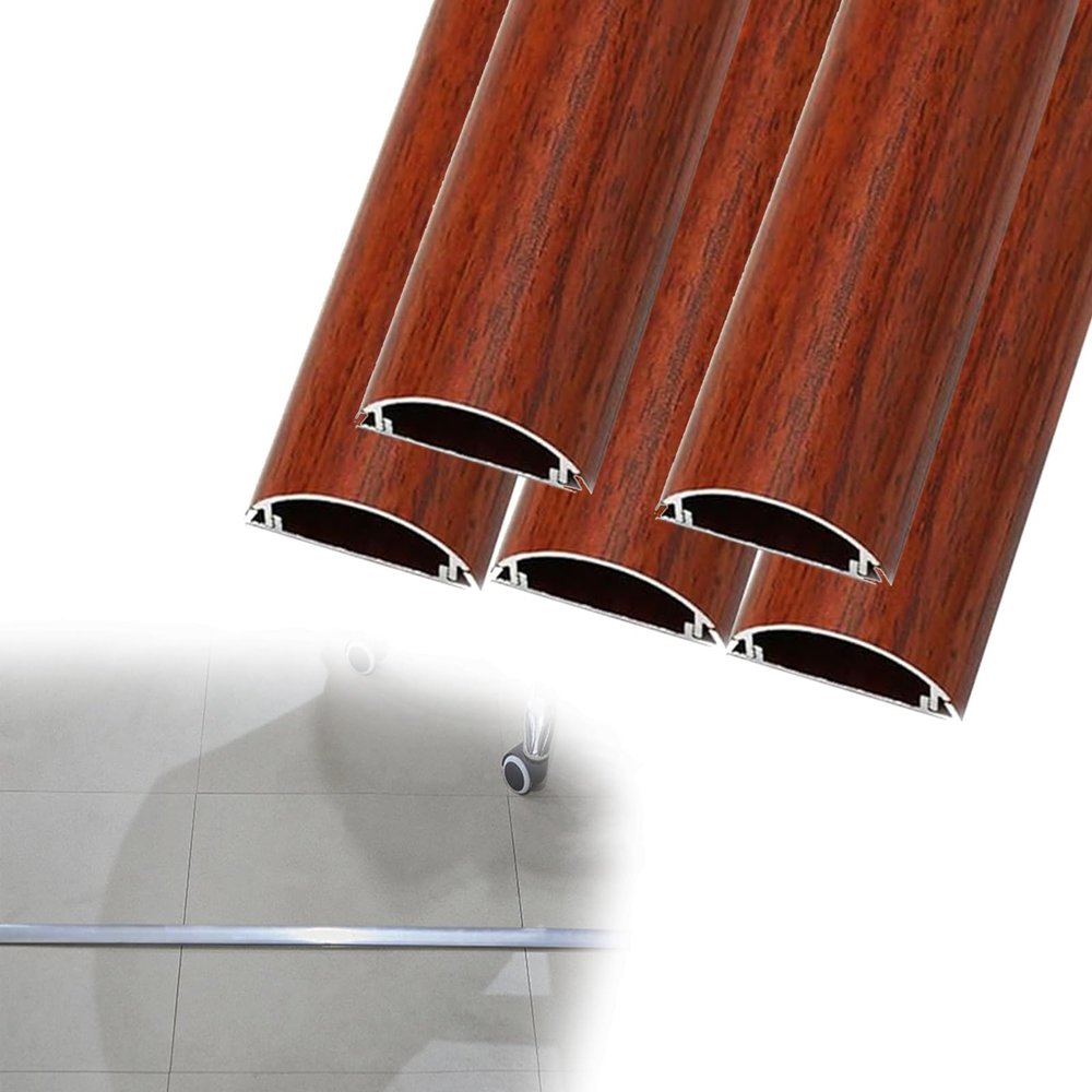 1 1/5in 2in 2 4/5in Outer Width Metal Cable Concealer, Black Cord Hider Floors for Computer Desk/Computer Room, Self Adhesive Floor Cable(A- 5 PCS,L x Outer Width 79in x 2in)
