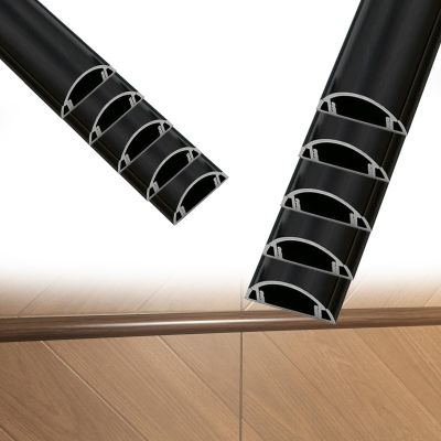 1 1/5in 2in 2 4/5in Width Large Capacity Floor Cable Cover, Cables Management Hide Cords On Floor, Metal Cable Shield Cord Cover for Businesses(B- 10 PCS,L x Outer Width 24in x 2.8in)