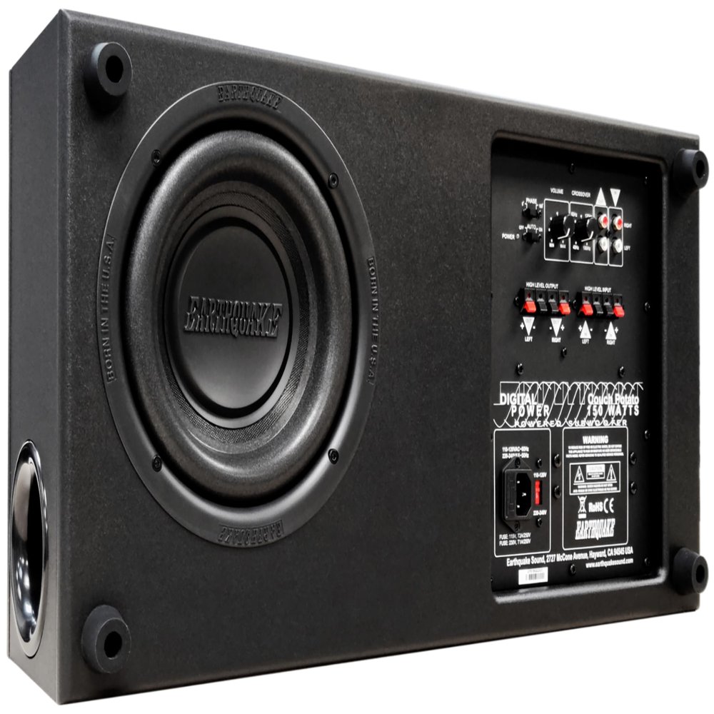 Earthquake Sound CP-8 v2 Couch Potato - 300W Peak Powered 8-Inch Slim Home Theater Subwoofer with Down-Firing Bass Reflex Enclosure Design (Black Laminate, Single)