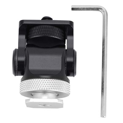 Hot Shoe Mount Holder, C Flash Bracket, Dam with Wrench, 1/4 Inch S for Phone Flash , Weight Aluminum y Stand for DSLR Cs (Black and Silver)