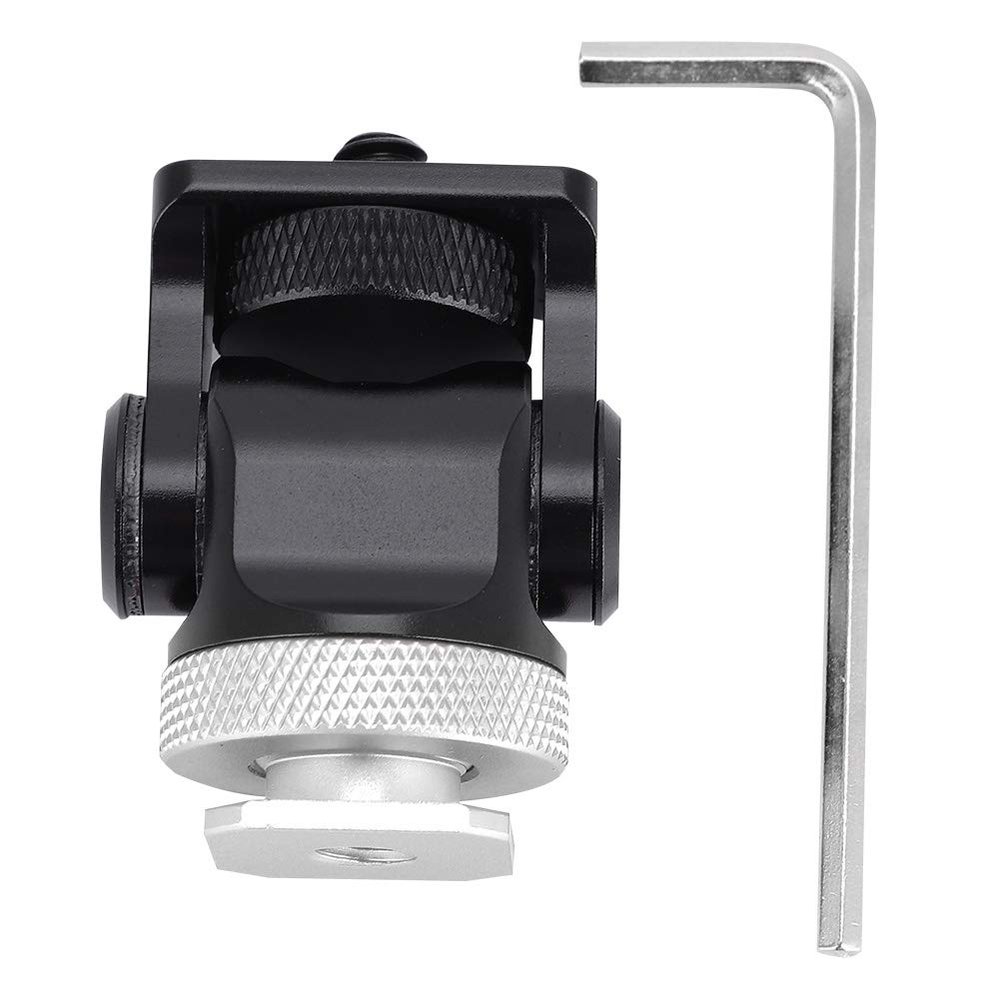 Hot Shoe Mount Holder, C Flash Bracket, Dam with Wrench, 1/4 Inch S for Phone Flash , Weight Aluminum y Stand for DSLR Cs (Black and Silver)