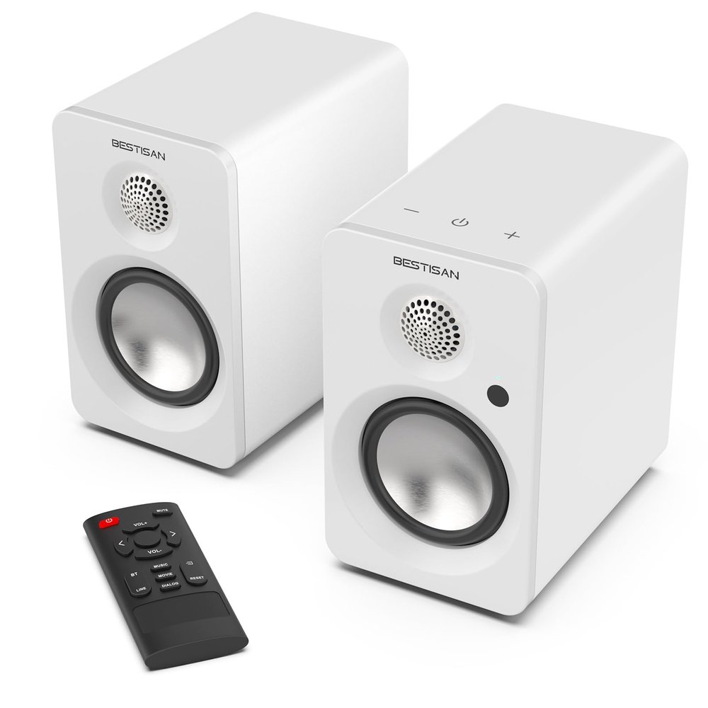 BESTISAN Bluetooth Bookshelf Speakers, 30W X 2 Powered TV Speakers with 3 Inch Woofer, Turntable Speakers with ARC/AUX/Type-C/Bluetooth 5.4/Subwoofer Line Out for PC and TVs