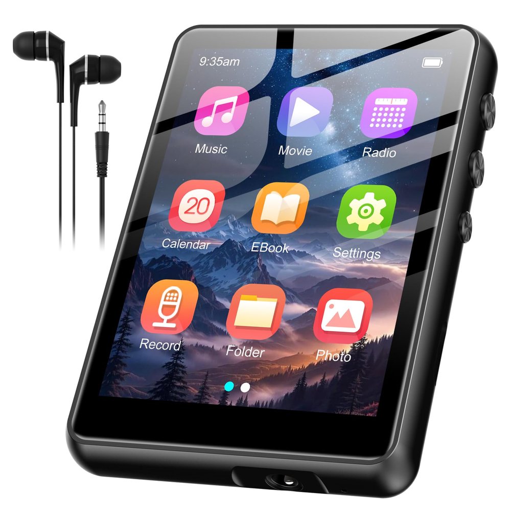 128GB MP3 Player with Bluetooth Black- SWOFY M4 Music Player with Bluetooth 5.4, 2.4" Portable HiFi MP3 Player with FM Radio, HD Speaker, E-Book,Voice Recorder, Digital Music Player Earphones Included