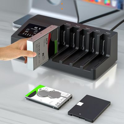 120TB Hard Drive Enclosure Copier, 5 Bay HDD Enclosure, 5Gbps Transfer Speed, Offline Cloning Operation, USB 3.0 High-Speed Transfer Interface, Clone Progress Display, for 2.5" 3.5" SATA SSD/HDD
