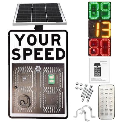 NzEupno Solar Radar Speed Sign, Wireless Speed Limit Display with Instant Feedback and Remote Control, 656ft Detection, for Streets, Neighborhoods Safety White-24''35