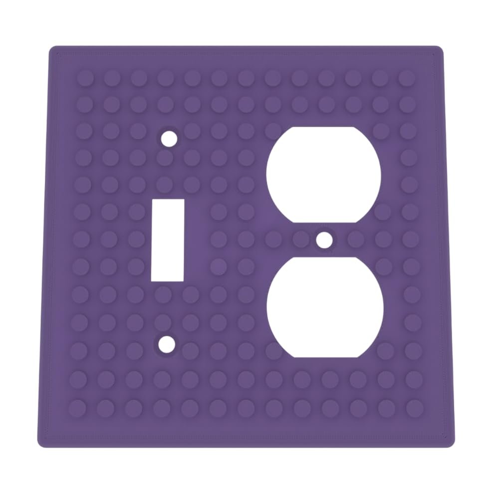 Building Brick Light Switch Cover Plate - Compatible with Standard Construction Blocks - Double Outlet/Single Pole Switch (Purple Blue Shimmer)