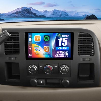 4G+64G Andriod Car Radio for Chevrolet Silverado/GMC Yukon 2007-2014 with CarPlay Android Auto 10.1 Inch Incell Touch Screen with GPS Navigation WiFi Backup Camera Mic