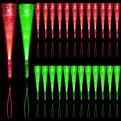 NUDALA 48 PCS Red Green Glow Fiber Wands Sticks LED Light Wands 3 Modes Flashing Fiber Optic Light Rod Bulk Fiber Optic Wands for Clubs Bar Birthday Concert