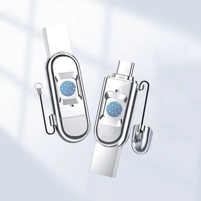 3.0 USB Flash Drive, Fingerprint Encrypted USB Drive,USB+Type-C Interface,Build-in 64/128/256/512G for Secure Data Storage and Transfer,Password,for Android/Windows/Linux/Mac OS 128G