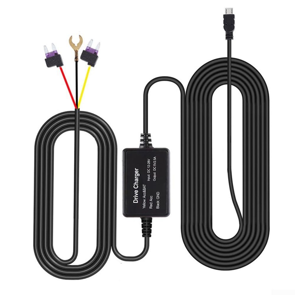 AugustknowU Dash Cam Hardwire Kit, 24-Hour Parking Monitoring, Low Voltage Protection, Hidden Wiring, 12V-24V to 5V/3A Converter(B)