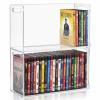 CroBlissful 2 Pcs Acrylic Dvd Storage Box Clear Acrylic Stackable Dvd Holder Racks with Cutout Carrying Handles Organizer Shelf for Theatre Room Media Cds Movie Cases Dvds view 1