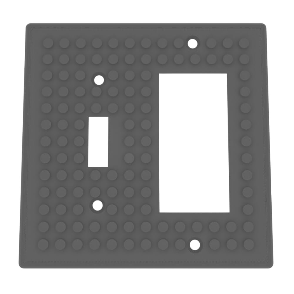 Building Brick Light Switch Cover Plate - Compatible with Standard Construction Blocks - Double Switch Decora (Dark Gray)
