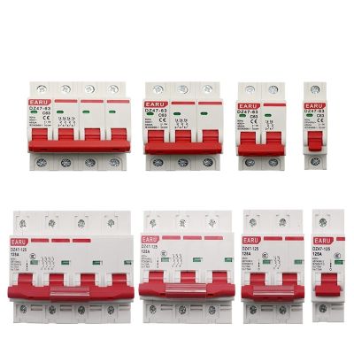 1PCS DZ47 400V 1-4P 3-125A C Type Mini Circuit Breaker MCB Short Overload Circuit Protector 35mm Din Rail Mount Breaking Capacity 6KA(2,6A)