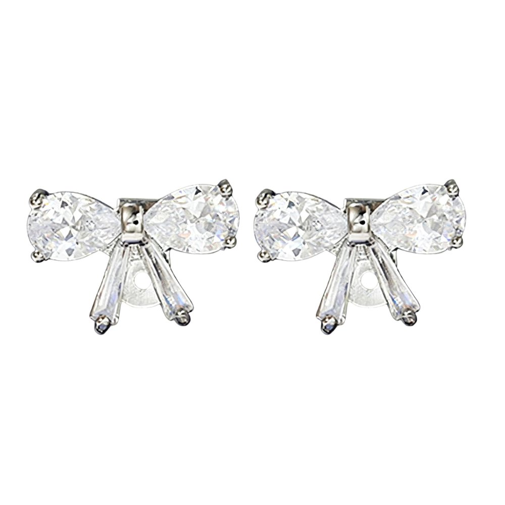 Glittering Bows-Shaped Headphone Accessory Alloy Clip with Secure Music Device Attachment (115 Chars) Zirconia Headphone Clasps