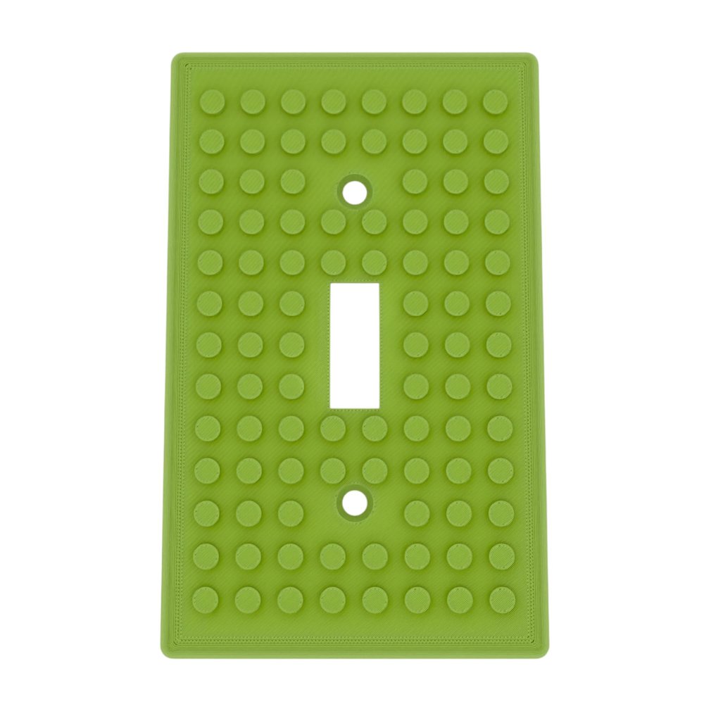 Building Brick Light Switch Cover Plate - Compatible with Standard Construction Blocks - Single Switch (Matte Apple Green)
