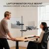 WALI Laptop Pole Mount, Adjustable Laptop Arm Holder Fits 10"-15.6" Laptops, 2-in-1 Full Motion Monitor Mount with Removable Tray, VESA 75x75 or 100x100 mm, Holds up to 15.4lbs(011ARMLPN), Black view 2