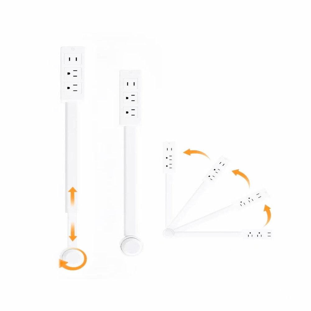 180Rotating Electrical Outlet Extender Stick,Features USB-A USB-C 2 AC Outlets,Use Behind Couches,Nightstands,Desks,More