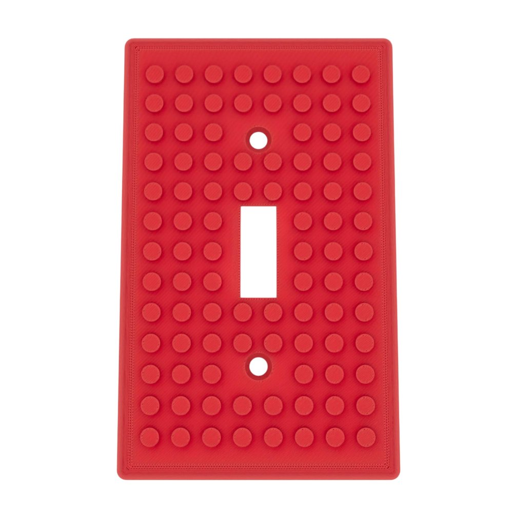 Building Brick Light Switch Cover Plate - Compatible with Standard Construction Blocks - Single Switch (Matte Scarlet Red)
