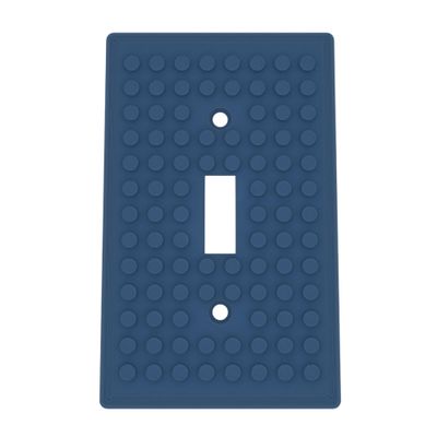 Building Brick Light Switch Cover Plate - Compatible with Standard Construction Blocks - Single Switch (Matte Dark Blue)