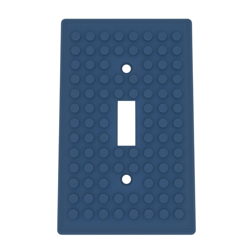 Building Brick Light Switch Cover Plate - Compatible with Standard Construction Blocks - Single Switch (Matte Dark Blue)