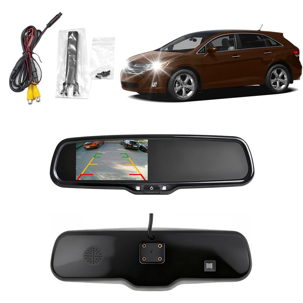 Fits for Ford F250/350 2004-2015 4.3" Rear View Mirror Monitor, Video Cable & Power Cable, Bracket, Easy Installation