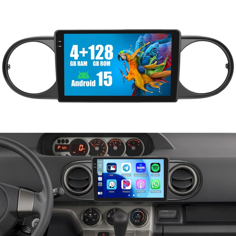 4+128G Radio for Toyota Scion xB 2007-2016, 9" Touch Screen for Scion xB Bluetooth Radio with Wireless CarPlay/Android Auto, 5GHz WiFi, Bluetooth 5.0, EQ, GPS Navigation, 1280 * 720, Backup Camera