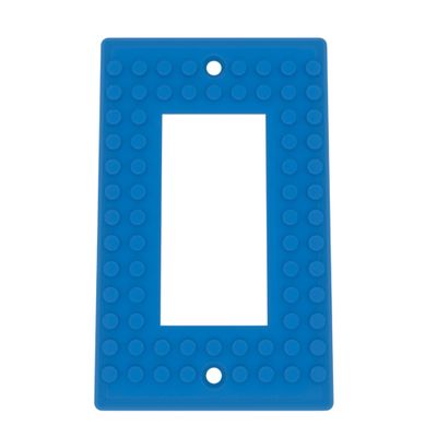 Building Brick Light Switch Cover Plate - Compatible with Standard Construction Blocks - Single Decora (Matte Marine Blue)