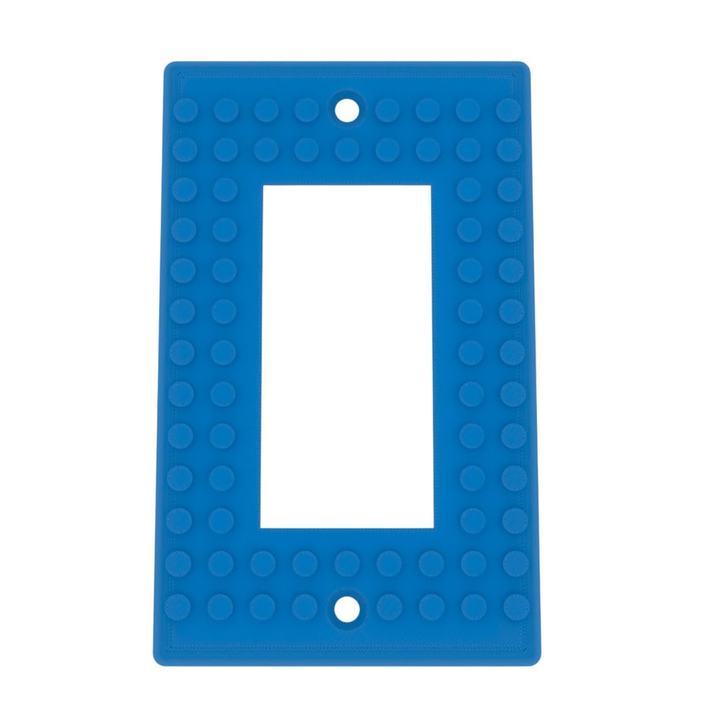 Building Brick Light Switch Cover Plate - Compatible with Standard Construction Blocks - Single Decora (Matte Marine Blue)