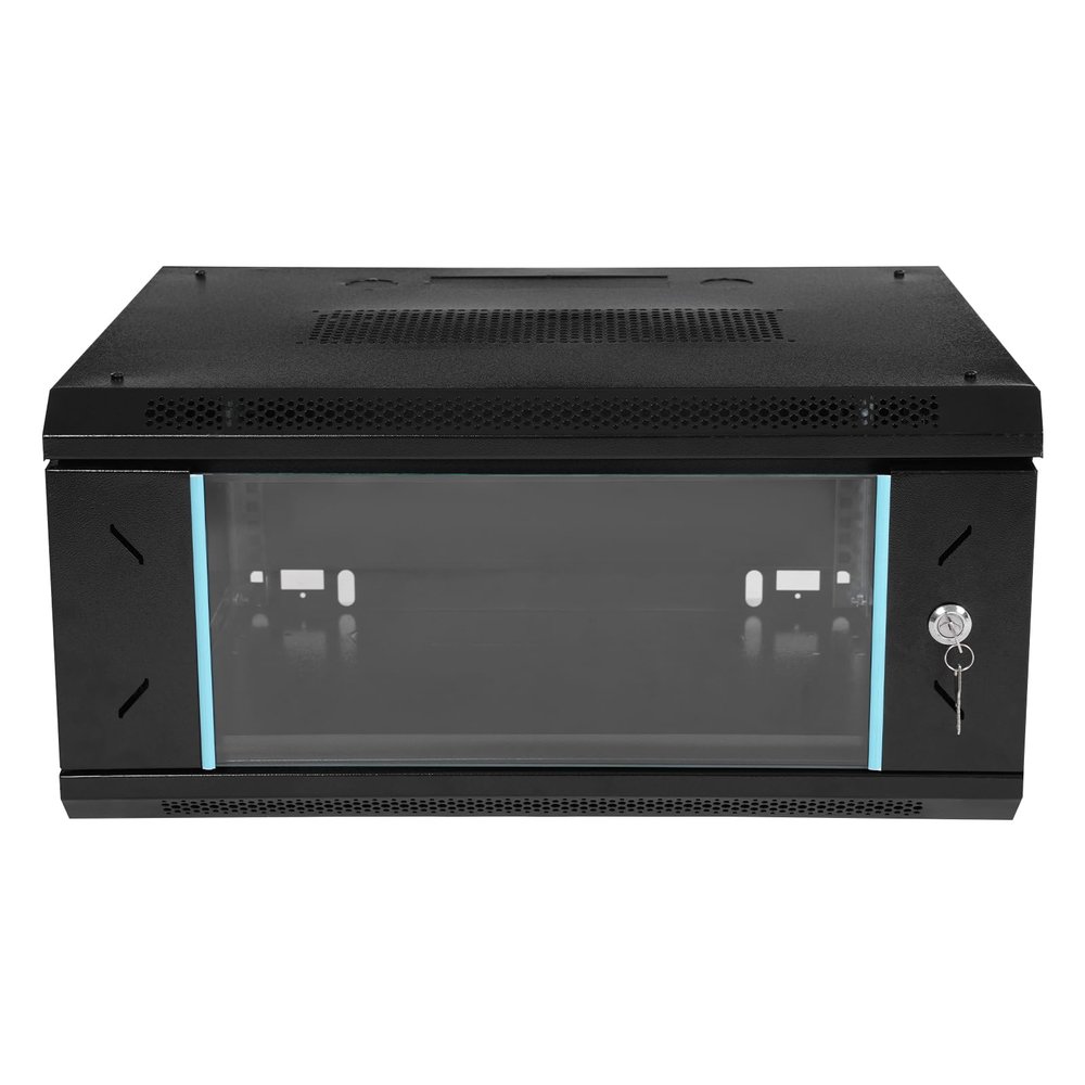 4U Wall Mount Server Rack Cabinet Enclosure, IT Network Rack Enclosure Lockable Door and Side Panels Black, Lockable Server Case for IT Equipment, A/V Devices