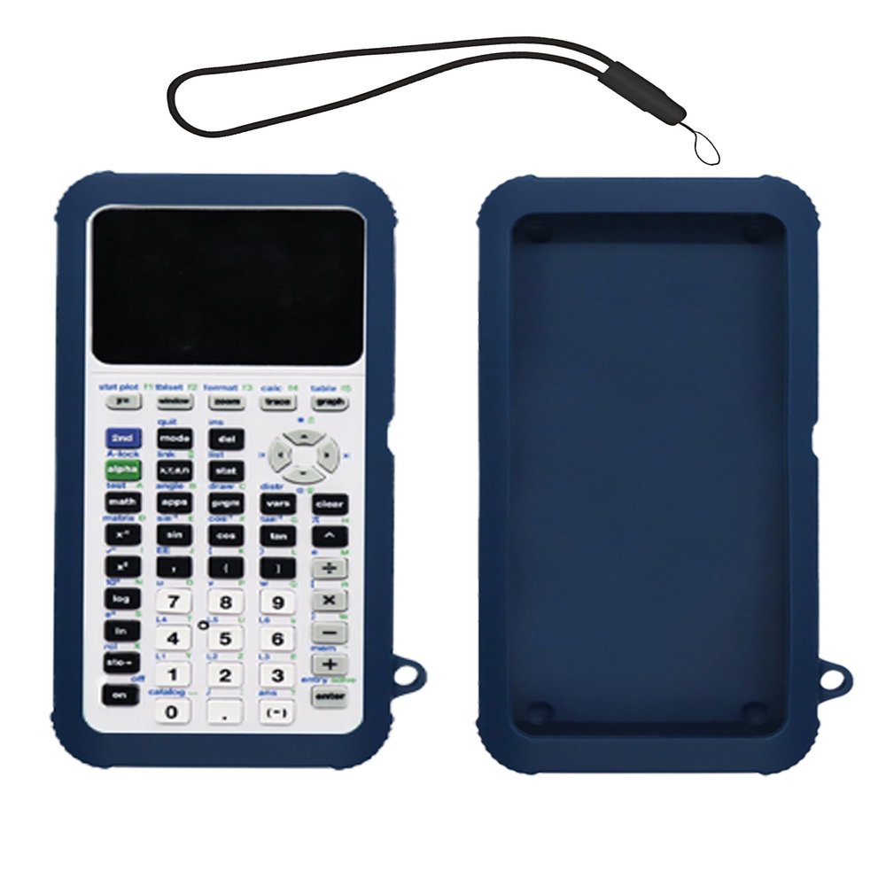 Case for Texas Instruments TI-84 Plus CE Graphing Calculator,WUNIAK Soft Silicone Protective Portable Cover with Lanyard,Anti-Scratch Shock Resistant Shell for TI-84 Plus CE/CE-T/CE-Python,Dark Blue