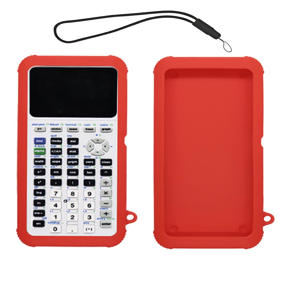 Case for Texas Instruments TI-84 Plus CE Graphing Calculator,WUNIAK Soft Silicone Protective Portable Cover with Lanyard,Anti-Scratch Shock Resistant Shell for TI-84 Plus CE/CE-T/CE-Python,Red