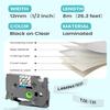 6-Pack Label Maker Tape 12mm 0.47" Clear TZe-131 Replacement for Brother P Touch Label Tape TZe131 TZ-131, Compatible with Brother Ptouch PT-D210 PT-H110 PT-D220 PT-D400, Black on Clear view 3