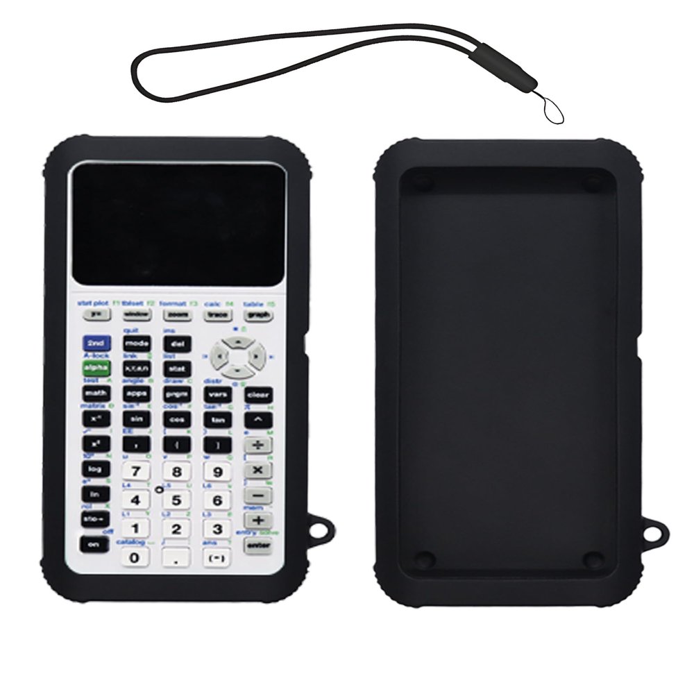 Case for Texas Instruments TI-84 Plus CE Graphing Calculator,WUNIAK Soft Silicone Protective Portable Cover with Lanyard,Anti-Scratch Shock Resistant Shell for TI-84 Plus CE/CE-T/CE-Python,Black