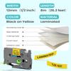 2-Pack Label Maker Tape 12mm 0.47" Yellow Replacement for Brother P Touch Label Tape TZe-631 TZ-631, Compatible with Brother Ptouch PT-D210 PT-H110 PT-D220 PT-D400,Black on Yellow view 3