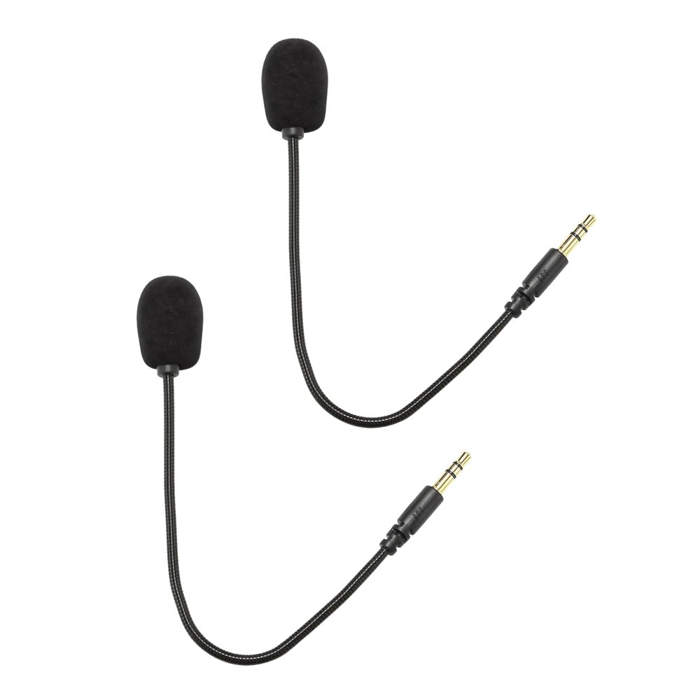GANPUB 2Pcs Headset Microphone 3.5mm Plug, Black Headset Microphone Adjustable 360 Degrees Bendable Jack Headphone Controller Z5a5 Combined, 3.5mm Game Gaming Mic to Mic Headsets Accessories