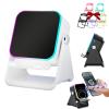 5-in-1 Wireless Induction Bluetooth Speaker with Adjustable Phone Stand, Phone Holder Charger, Portable Audio Gifts, 8 Dynamic RGB Lighting Effects, 360 Adjustable Stand (White) view 1