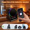 5-in-1 Wireless Induction Bluetooth Speaker with Adjustable Phone Stand, Phone Holder Charger, Portable Audio Gifts, 8 Dynamic RGB Lighting Effects, 360 Adjustable Stand (White) view 4