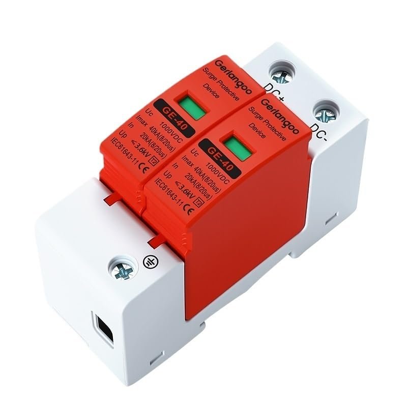 DC SPD 2P 500V 800V 1000V Low Voltage Surge Protector Photovoltaic Lightning Protection with 20KA-40KA Current Rating(600V)