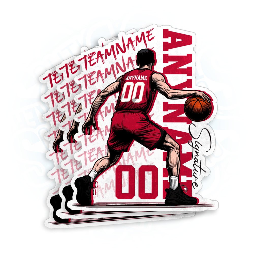 Customized Personalized Basketball Player Name & Number Sticker, Custom Basketball Sports Multi Team Waterproof Die-Cut Vinyl Stickers for Laptop, Water Bottle, Phones, Hard Hat Decal Gifts for Him