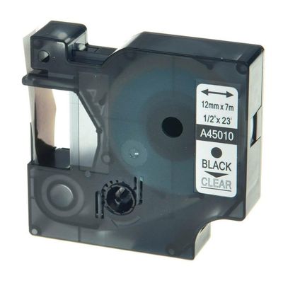 6mm 9mm 12mm Label Tape Compatible with D1 45010 45013 Ribbon for Label Manager 100 150 200 250 Writer Printer(Black Print on Clear)