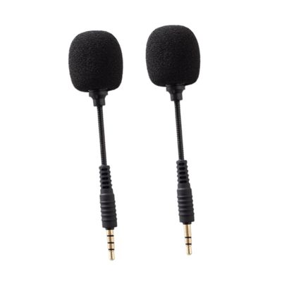Mikikit 2pcs Mini Bendable Condenser Microphone for Phone Tablet Laptop Plug and Play Noise-reducing Mic for Video Recording Live Streaming Singing and Voice Calls Portable Black