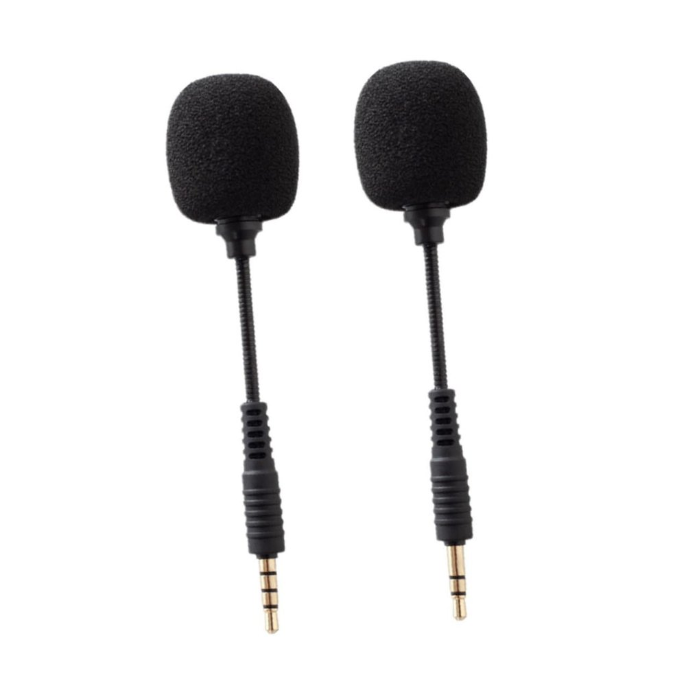 Mikikit 2pcs Mini Bendable Condenser Microphone for Phone Tablet Laptop Plug and Play Noise-reducing Mic for Video Recording Live Streaming Singing and Voice Calls Portable Black