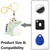 The leather keychain case is compatible with AirTag, featuring a keychain ring and a GPS key tracking box. (Blue Dinosaur) view 3