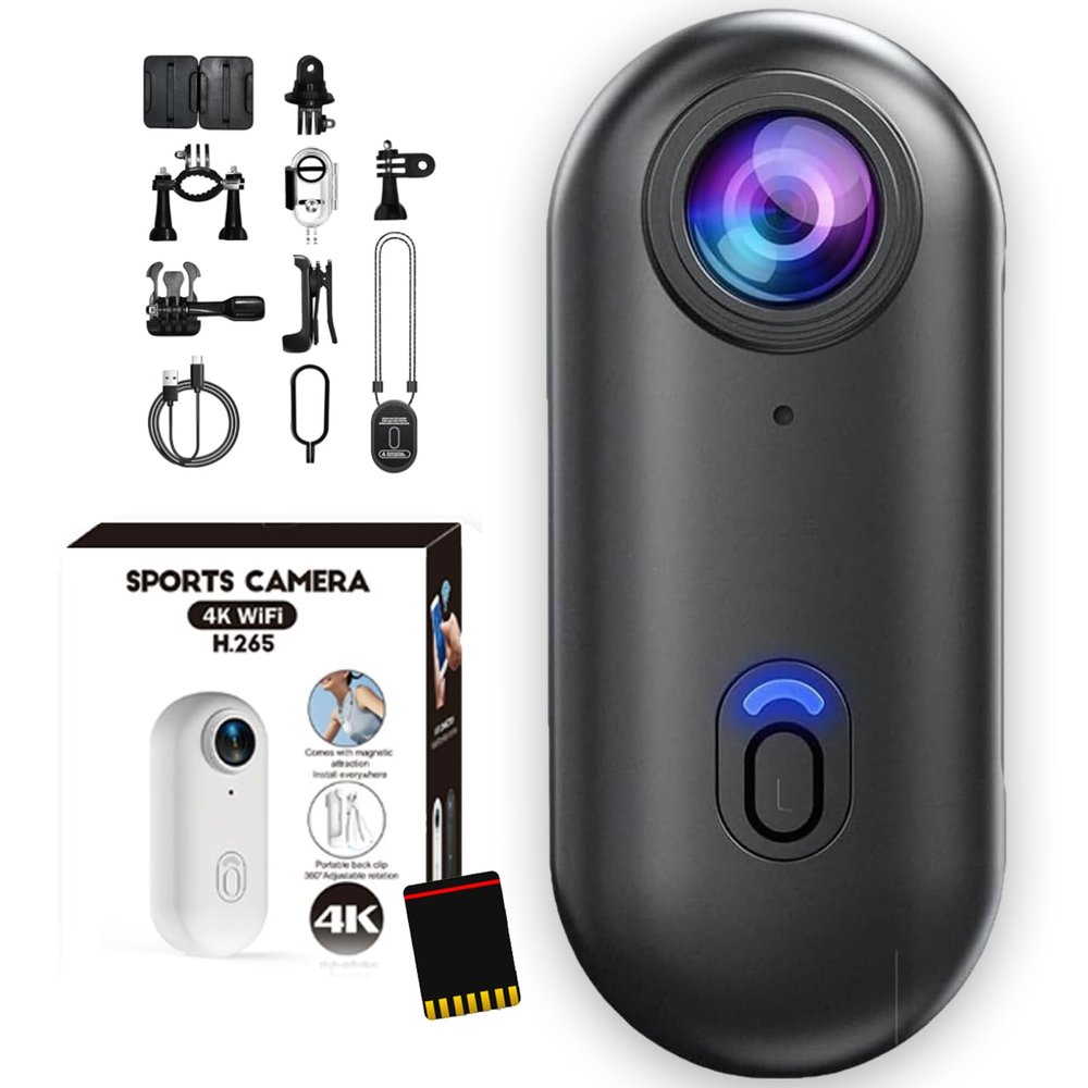 POV 4K Capture Pro, POV Camera Pro with 128GB Card, 170 Wide Angle, WiFi, 30M Waterproof Underwater Camera, Hands-Free Video Recorder for Vlogging, Travel, Bike, Pet (Premium Black,128G)