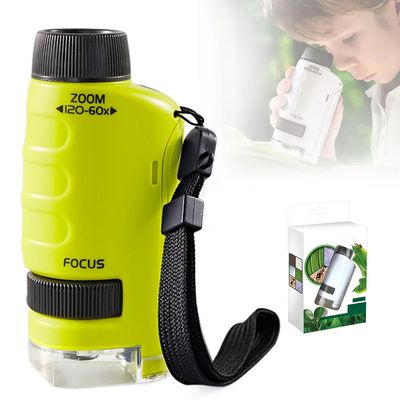 2026 New Mini Microscope for Kids, Upgraded Your Little Scientist Microscope, Kid Microscopes Handheld Miniscope Portable Microscopes Pocket Microscope for Kids (Green)