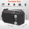 Hand Crank Emergency Weather Radio with 2600mAh/9620mWh Power Bank, NOAA AM FM Shortwave Portable Radio, Solar & USB-C Charging, Flashlight, SOS Alarm for Emergency Kits (Black) view 2