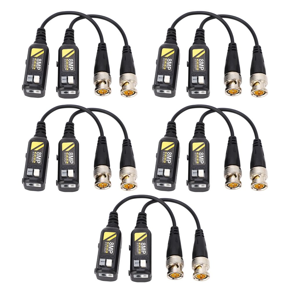 5 Pair 8MP BNC Video Balun Ector, ed Pair Transmitter with AHD CVBS, ABS Housing Balun Transceiver for CCTV rity System
